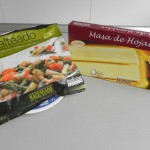 Ingredientes hojaldre relleno de trigueros, ajetes y gambas