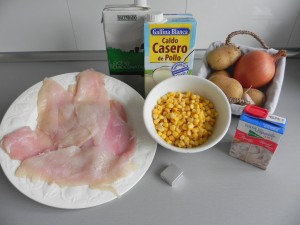 Ingredientes sopa de maíz y pollo