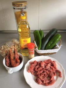 Ingredientes Tallarines con ternera y gambones