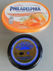Ingredientes patatas "glam" con queso crema al aslmón y sucedáneo de caviar